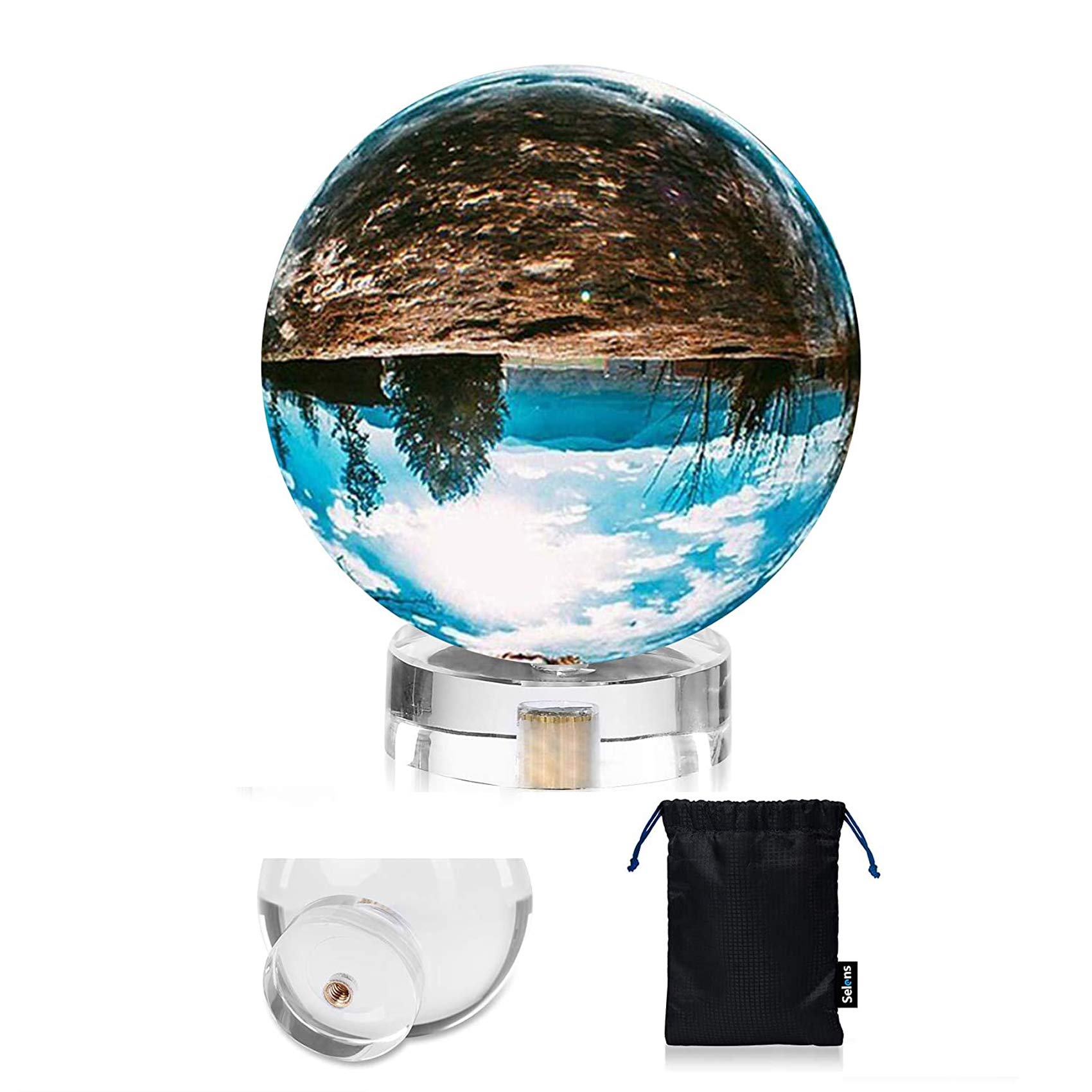 Selens Prism Photography K9 Optical Crystal Glass Ball 80mm with K9 Stand & 1/4" Inch, Pro Clear Lensball Sphere for Camera Photo Shooting