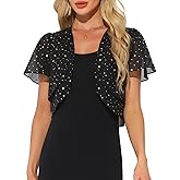 Allegra K Bolero Shrugs for Women Glitter Star Short Sleeve Summer Cropped Open Front Cardigan