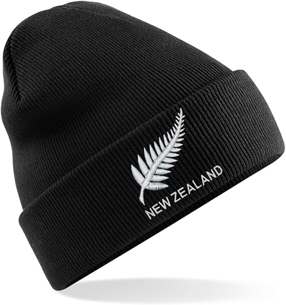 Printmeashirt Unisex New Zealand Rugby Football Winter Beanie Hat Black