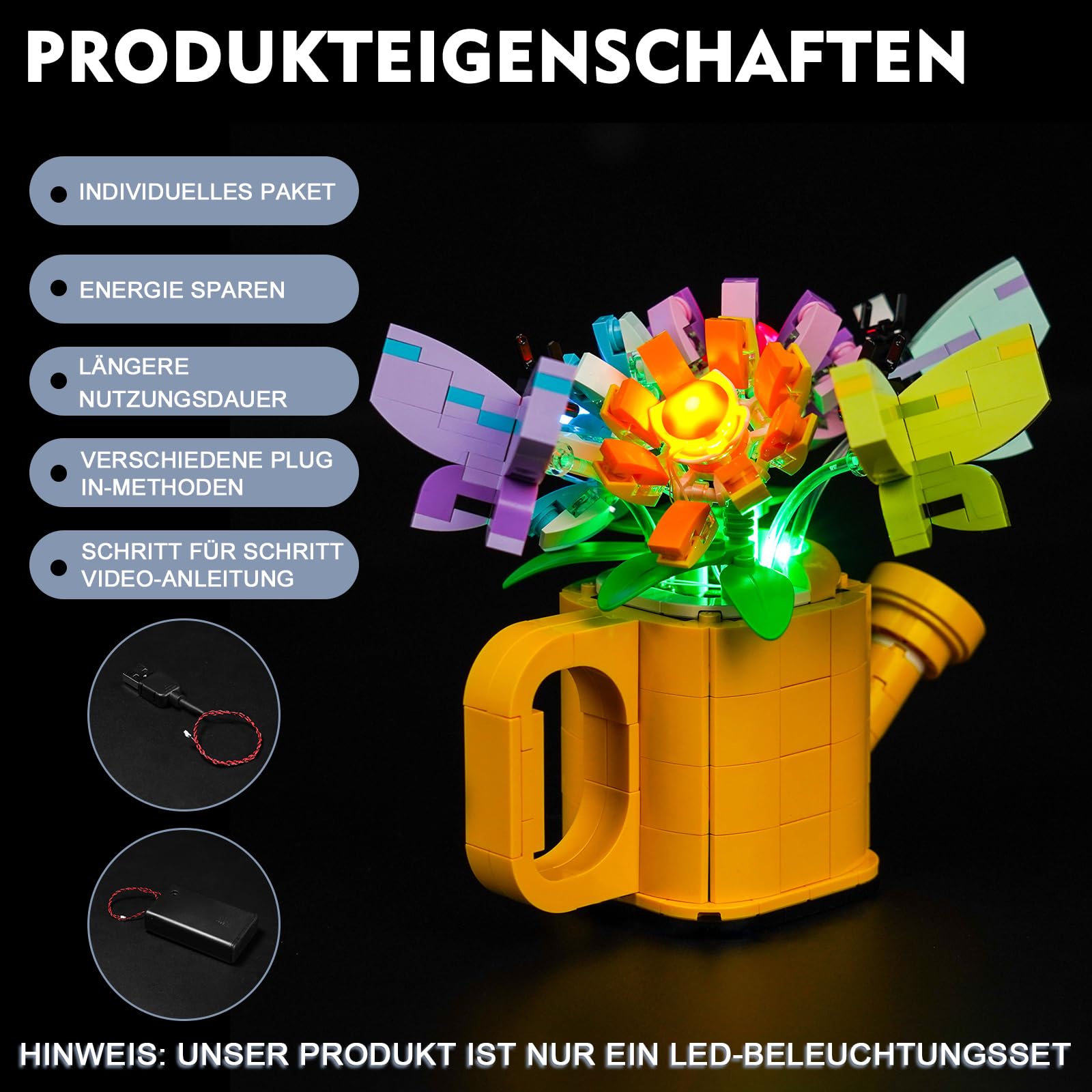 Led Licht Set für Lego Flowers in Watering Can 31149 (Kein Lego), Dekorationsbeleuchtungsset für Lego Flowers in Watering Can Kreative Spielzeug 4