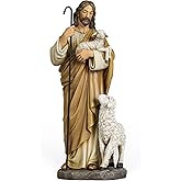 BC Catholic The Good Shepherd Figure, 11.8" H Christ Jesus Statue, a Sacred Centerpiece for Home, Classical Renaissance Sculpture Hand Painted by Buildclassic