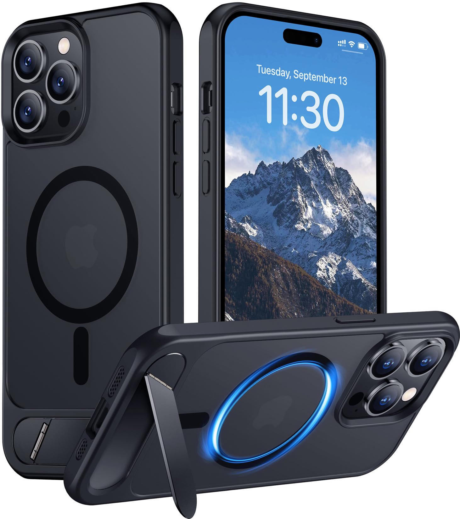 Photo 1 of Temdan Magnetic Compatible with iPhone 14 Pro Case, [Built-in Invisible Kickstand][Compatible with MagSafe] [Military Grade Shockproof] Slim Translucent Matte Phone Case for iPhone 14 Pro 6.1"