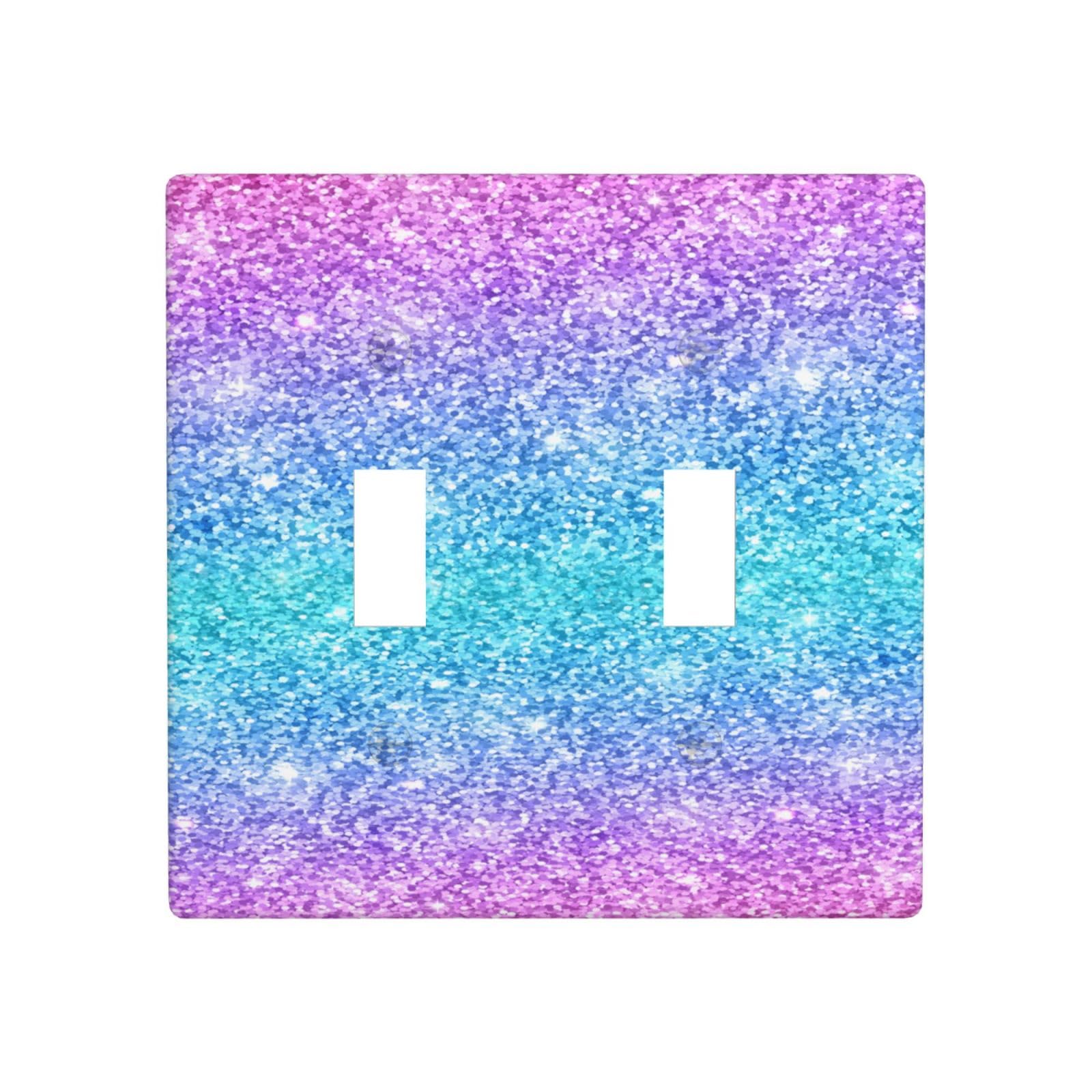 Photo 1 of Bling Pink Blue 2 Gang Double Toggle Outlet Light Switch Cover Decorative Wall Plate Cover For Home Living Bedroom Kitchen Decorative
