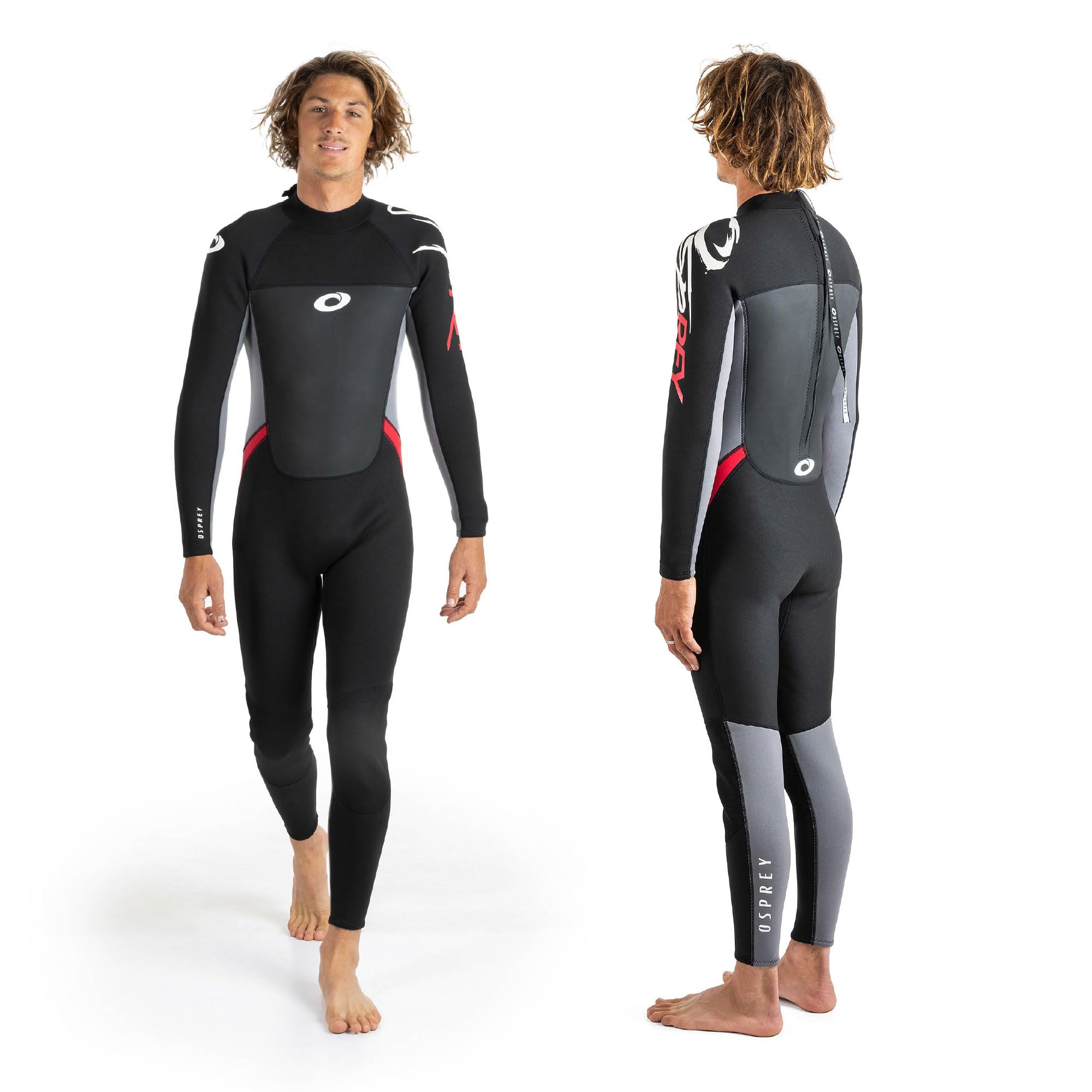 Osprey Men's Full Length 3 mm Summer Wetsuit, Adult Neoprene Surfing Diving Wetsuit, Origin, Red, 3XL