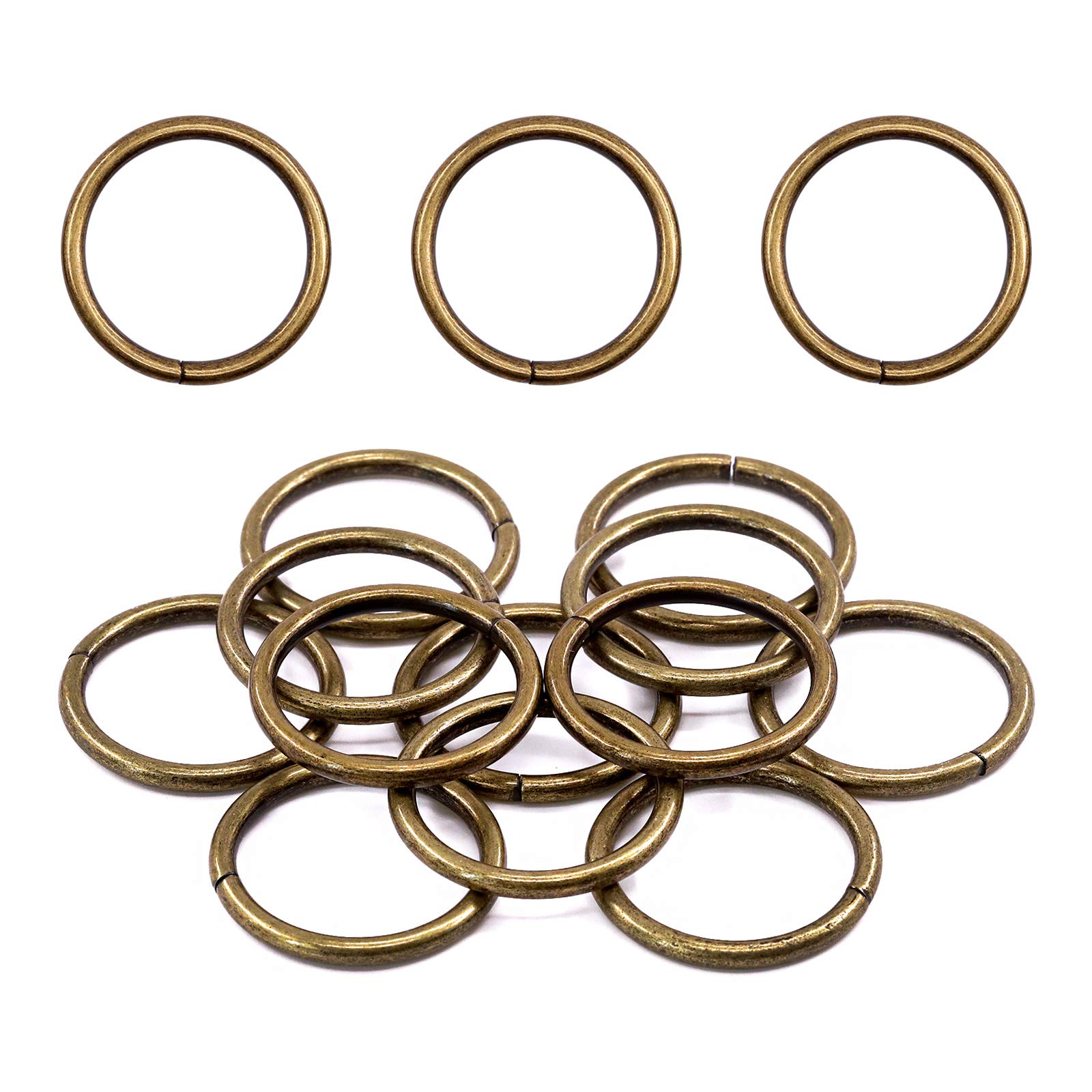 Swpeet 60Pcs Heavy Duty 5/4 Inch - 32mm Bronze Multi-Purpose Metal O Ring Metal Rings for Hardware Bags Ring Hand DIY Accessories Keychains Belts and Dog Leas (Bronze, 5/4 Inch)
