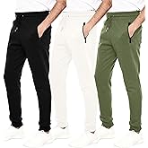 WHITE PEAK TRADING COMPANY Mens Joggers with Pockets, 3 Pack Fleece Casual Sweatpants for Men Athletic Pants with Drawstring