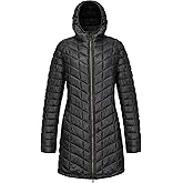 33,000ft Women's Long Puffer Jacket with Hood, Lightweight Warm Puffy Quilted Winter Coats
