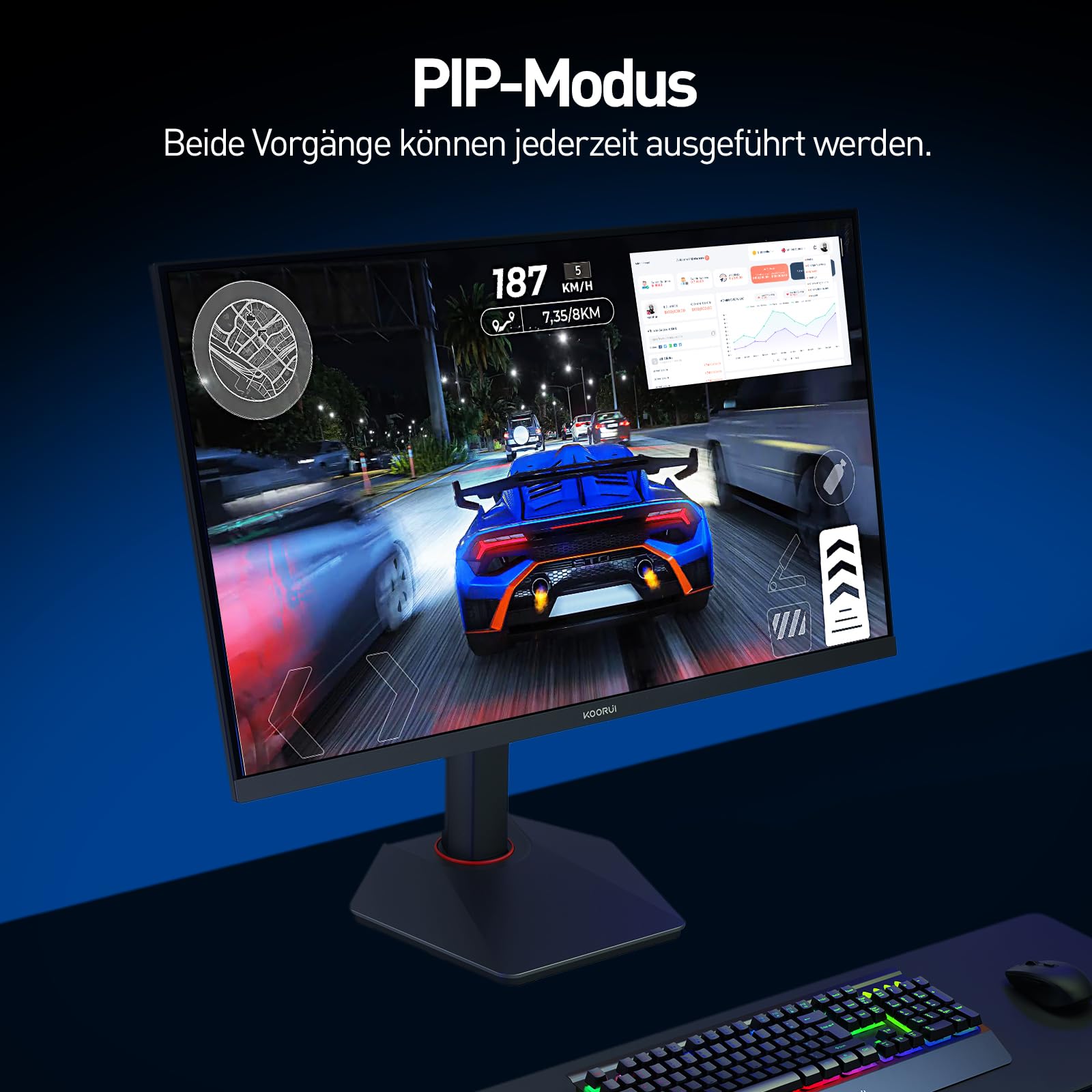 KOORUI G2741L Gaming Monitor 27 Zoll, Dual-Modus 4K UHD 3840x2160 at 160Hz und FHD at 320Hz PC Bildschirm, Fast IPS 1ms HDR 400, 2xHDMI 2.1&DP1.4 9