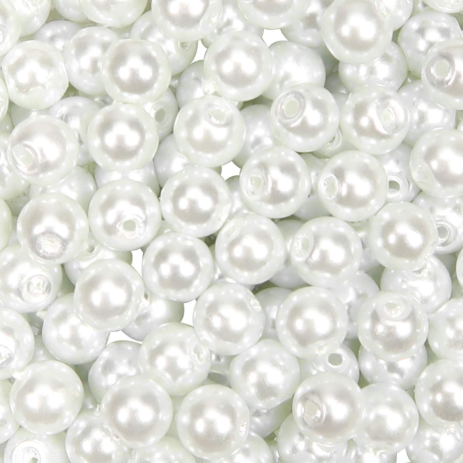 TOAOB 200pcs Pearl Beads for Jewelry Making 4mm to 12mm White Loose Pearls Craft Beads with Holes for DIY Craft Necklaces Bracelets Sewing Crafts Home Decoration