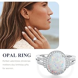 AGRULE Opal Engagement Ring for Wedding Sterling