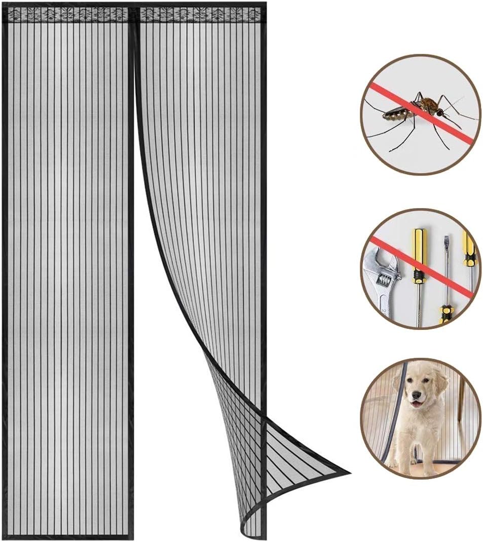 Coedou Magnetic Screen Door with Magnets - Premium Magnet Curtain with Mesh & Mosquito Screens, Fits Doors Up to 41 x 82-Inch