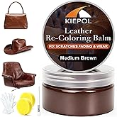 Medium Brown Leather Repair Kit - Recoloring Balm and Dye to Restore & Renew Scratch, Faded and Aged Vinyl Couches, Boots, Ca