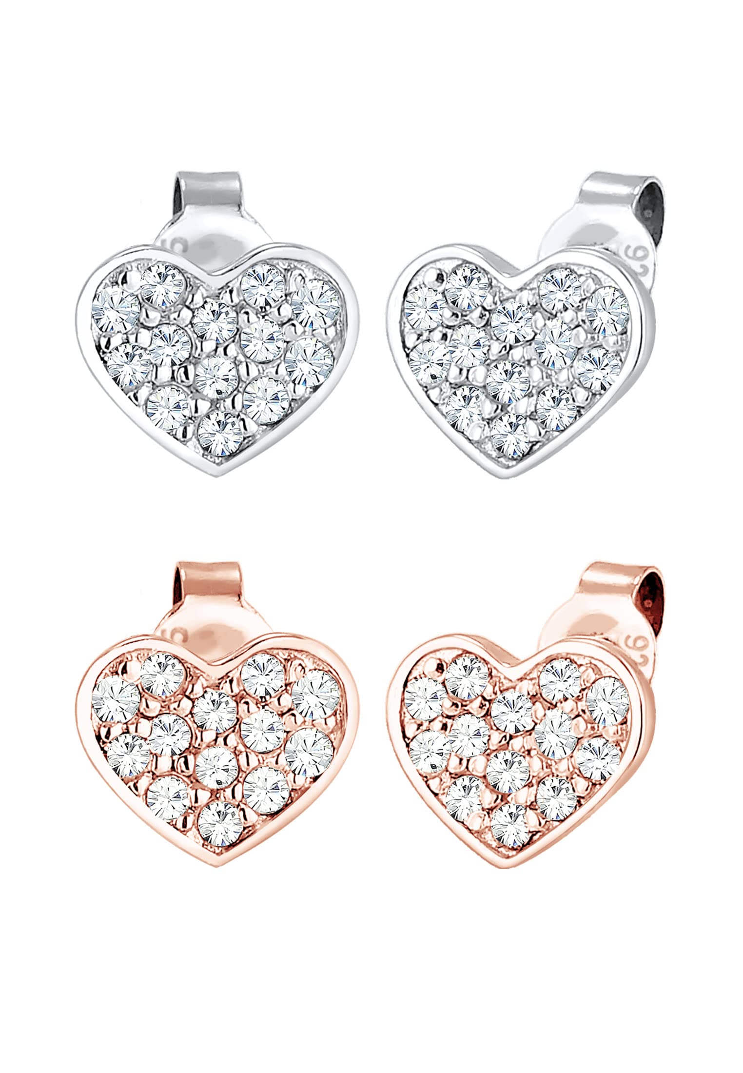 Elli Earrings Heart Love Crystals 925 Sterling Silver