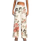 winkbay Women's Elegant Floral Print High Waisted Pants Dressy Casual Straight Leg Trousers