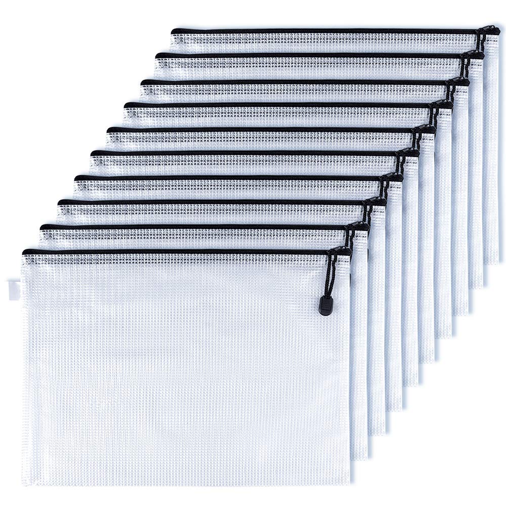 KUUQA 10 Pieces A4 Zipper File Bags Document Wallet Folders for Offices Supplies Cosmetics Storage