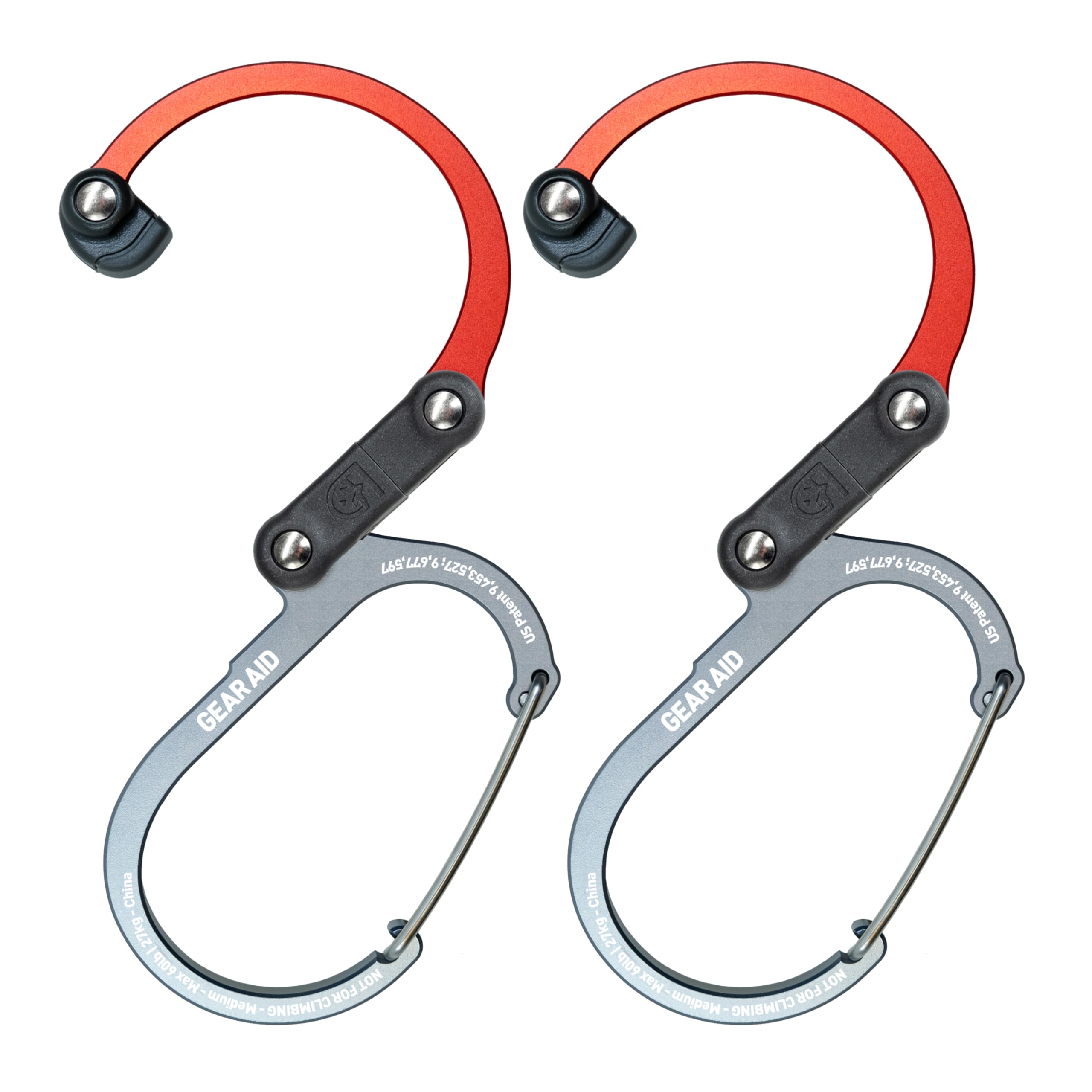 GEAR AID HEROCLIP Carabiner Gear Clip and Hook (Medium) for Camping, Backpack, and Garage Organization, Orange, 2 Pack Image GEAR AID HEROCLIP Carabiner Gear Clip and Hook (Medium) for Camping, Backpack, and Garage Organization, Orange, 2 Pack Image