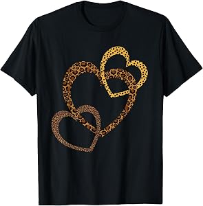 Hearts Love Leopard Cheetah Shirt Women's Animal Print Hard T-Shirt