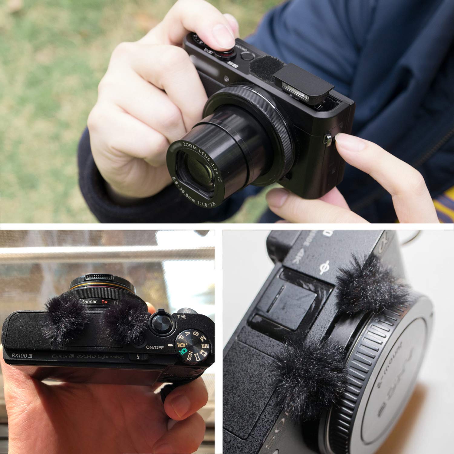 SUNMON Kamera Mikrofon Windschutz, Kamera Windmuff Windschutz für Canon G7X Mark II, für Sony Samsung usw. DSLR Mikrofon Outdoor Windschutz (8 Stück) 6
