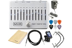 MXR M108S Ten Band EQ Dual Output True Bypass Effects Pedal Equalizer w/Tonebird Power Supply, Cables, Picks, Cloth Bundle