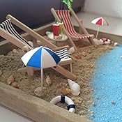26-tlg. Strand Miniatur Set - Liegestühle Strandkorb Palmen Deko Für DIY & Garten
