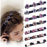 Hair Clips for Styling - 7PCS Crystal Stone Braided Hair Clips, Double-Layer Star and Flower Clips for Women and Girls, Sparkling Rhinestone Duckbill Clips, Non-Slip Hair Accessories (FlaSloth)