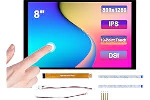 UeeKKoo 8inch DSI Touch Screen 10-Point Capacitive Touch Display, 800x1280, IPS Panel, Optical Bonding Toughened Glass Panel, Compatible with Raspberry Pi 5/4B/3B+/3B/RK3506/RK3576/ESP32-P4