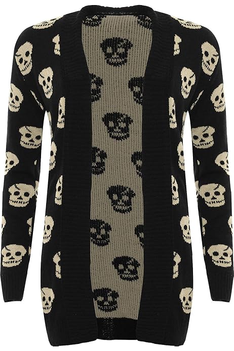 SugerDiva Skull Print Open Knitted 