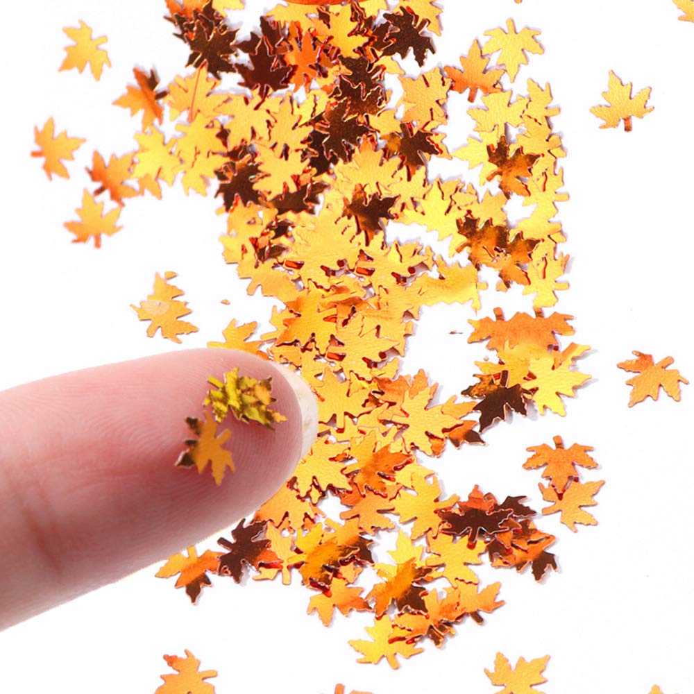 Macute Fall Nail Art Glitters Maple Leaf Nail Sequins, 12 Grids Autumn Leaf Shape Flakes Holographic Gold Red Maple Leaves Paillettes Designs for Nails Gel Polish Supplies Manicure Tips Decorations : Beauty