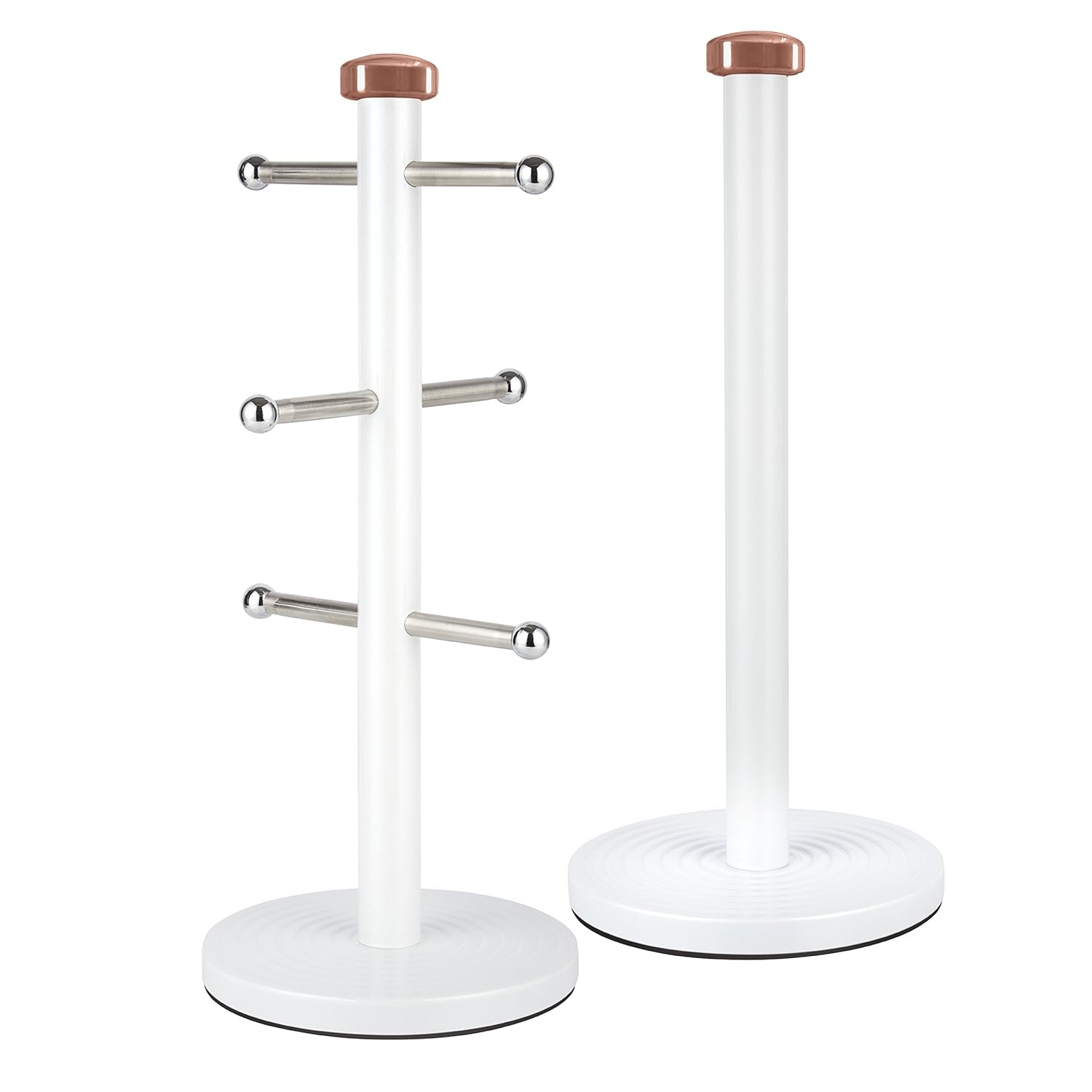 Tower Linear Kitchen Roll Holder and Mug Tree with Weighted Base