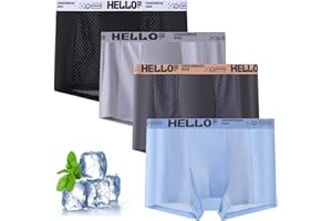 puyode Hello Underwear for Men, Hello Ice Mesh Underwear for Men, Mens Ice Silk Boxer Briefs Soft Nylon Trunks