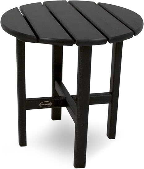 Amazon Com Polywood Rst18bl Round 18 Side Table Black Patio Side Tables Garden Outdoor