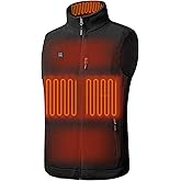 DEOLAX Men's Fleece Heated Vest with Battery Pack Included 3 Heating Levels 5 Heating Zones