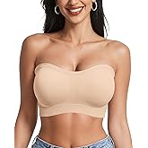 OEAK Strapless Bras for Women Wireless Bandeau Bra Non Slip Push Up Tube Top Seamless Bras Comfortable Padded Bralette