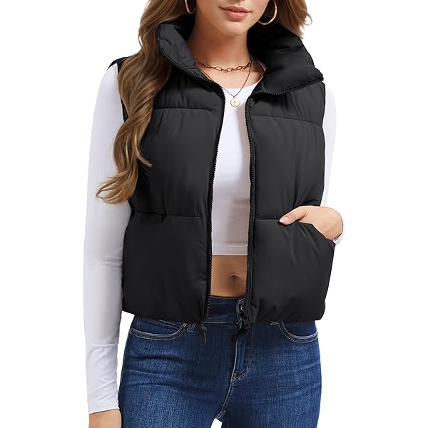 JZC Womens Puffer Vest Fashion Lightweight Jacket Winter Zip Up