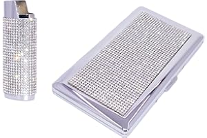 DESIGNS ABLAZE Bling Glam Crystal Rhinestone Cigarette Case / Lighter Sleeve Set for 120s, 100s, Kings