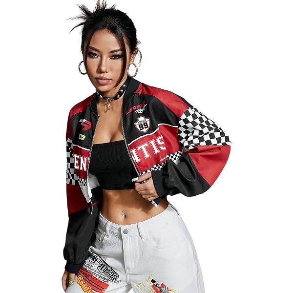 Amazon.com: SHENHE Women's Y2k Cropped Moto Biker Jacket Zip Up