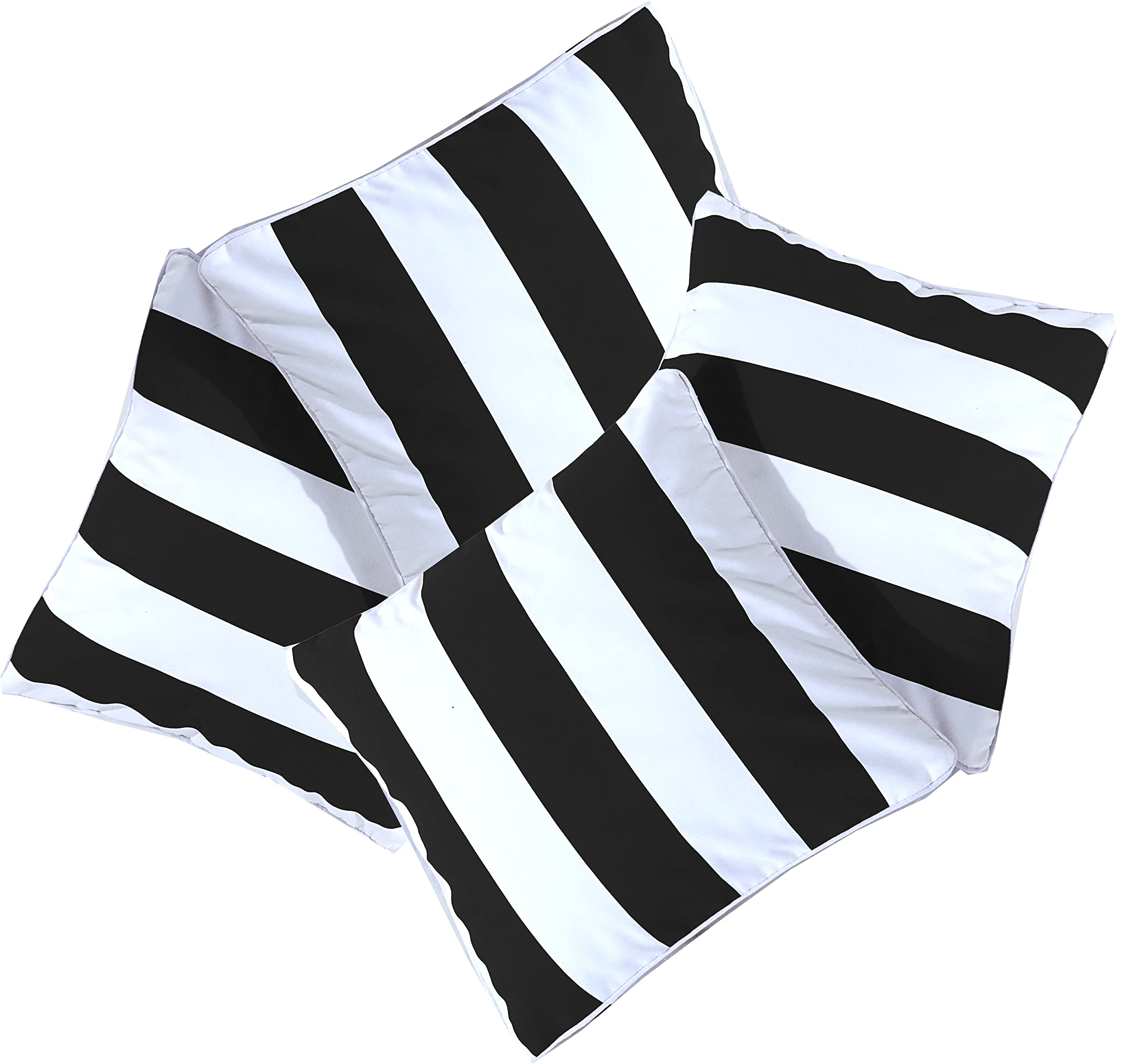 Belle Home Set of 4 Cushion Cover 18 x 18 (45 x 45 cm) Black & White Stripe with Invisible Zipper Cotton Linen Square Pillowcases- Beautiful Design for Living Room, Sofa, Bedroom, Office, Couch
