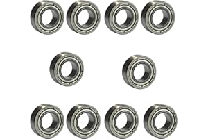 SACKORANGE 10 PCS R188ZZ Deep Groove Ball Bearings - 1/4 Inch x 1/2 Inch x 3/16 Inch - Both Sides Metal Shielded Chrome Steel Bearings for Small Mechanical Equipment (R188-ZZ)