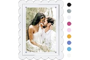 Orelle Acrylic Scalloped Picture Frame | Multi-Use Magnetic Frame for Fridge, Locker or Desktop | 5x7 or 4x6 Vertical and Horizontal Display | Clear