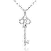 MUSEQVE 14K Gold Plated Key Necklace for Women • CZ Cubic Zirconia Key Pendant Layering Necklaces • Non-Tarnish Sparkly Jewelry Gifts for Her Mom [KN-CZ]