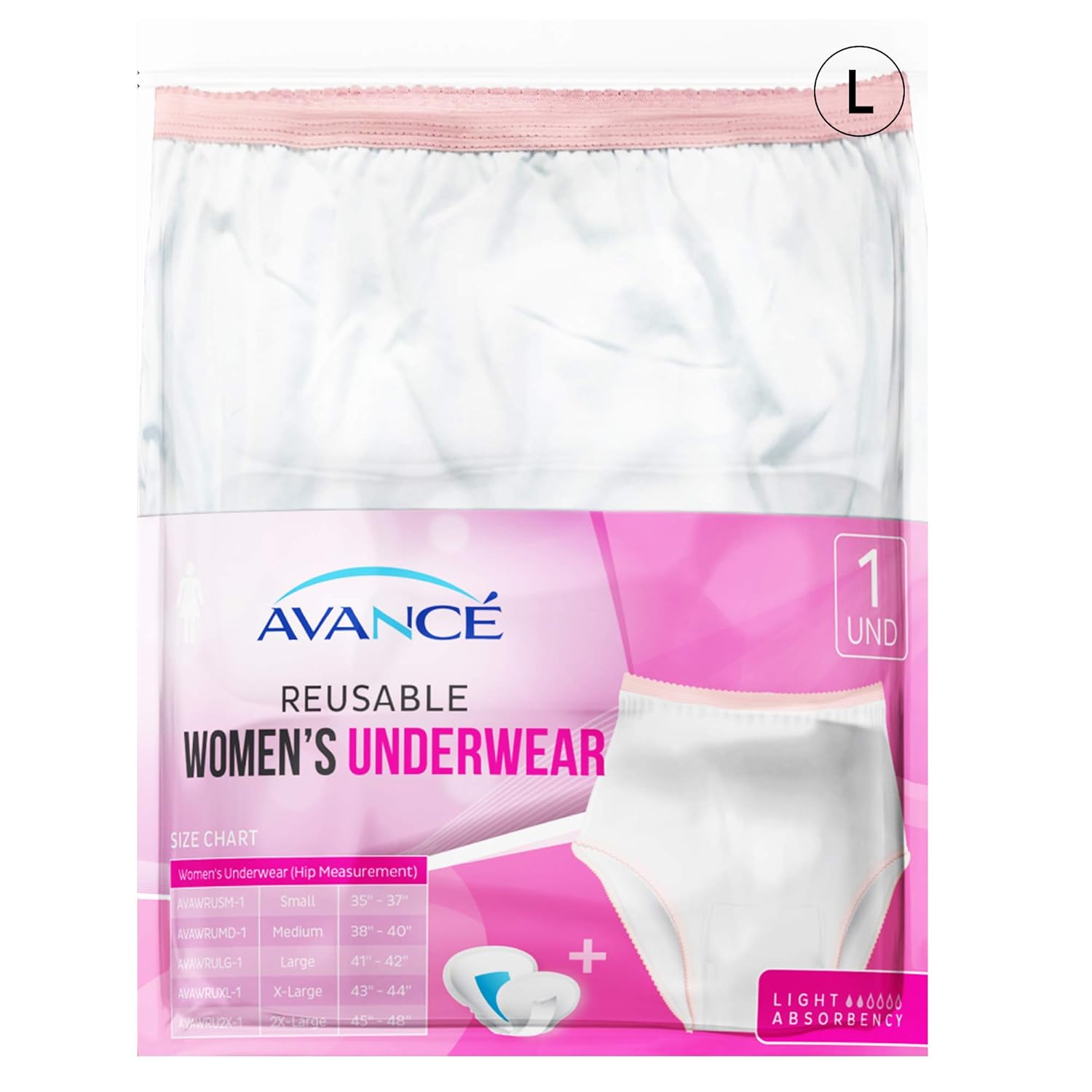 Avancé Women's Reusable Incontinence Underwear Large Size