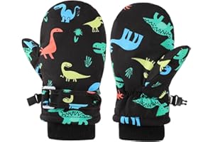 FUOITA Toddler Snow Gloves Toddler Waterproof Mittens Kids Ski Gloves Fleece Lined Kids Mittens Winter for Boys Girls