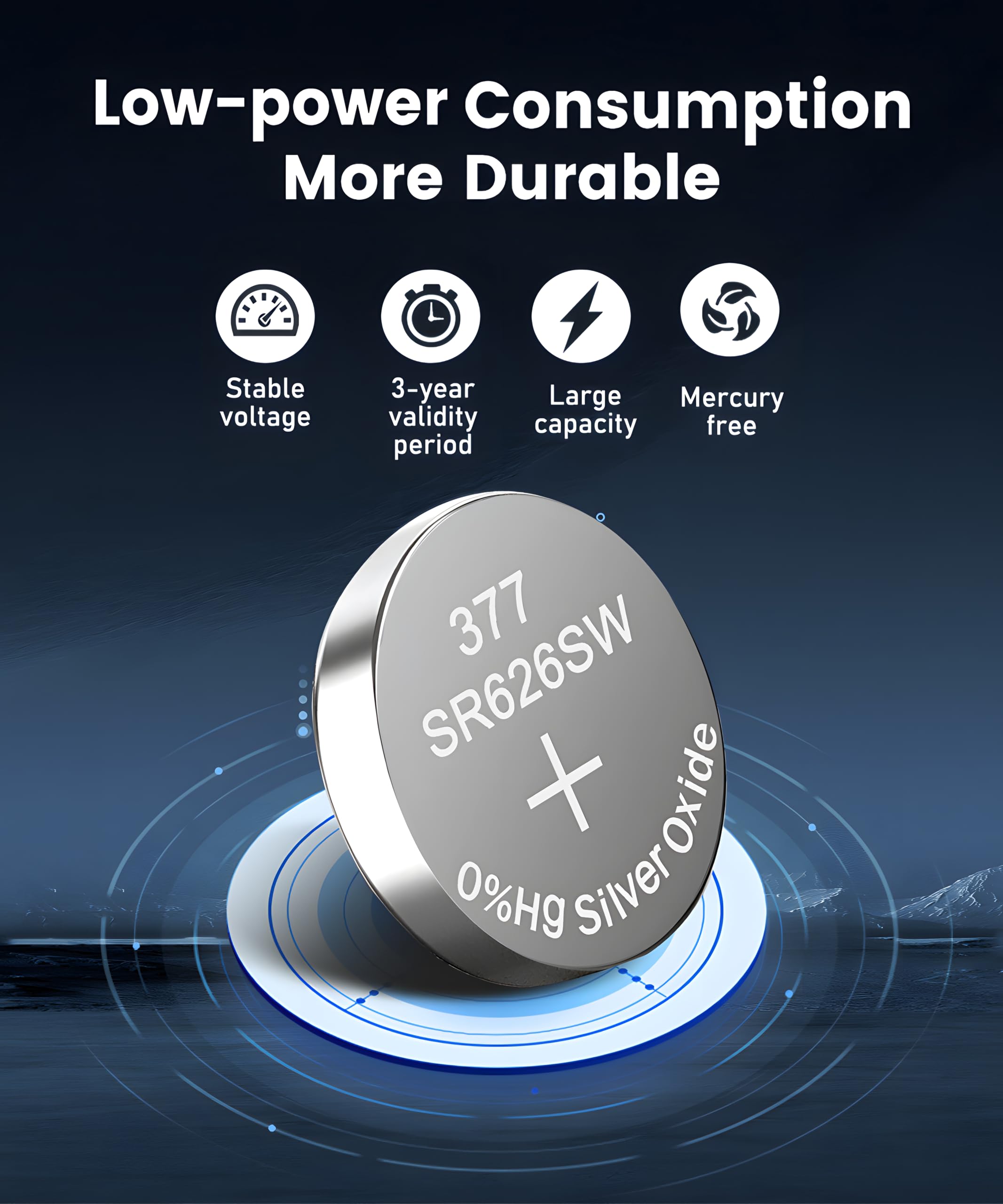YKM 377 SR626SW Watch Battery LR626 376 V377 377a AG4 1.55V Silver Oxide Button Battery Replacement for Watch Clock 20 Pack