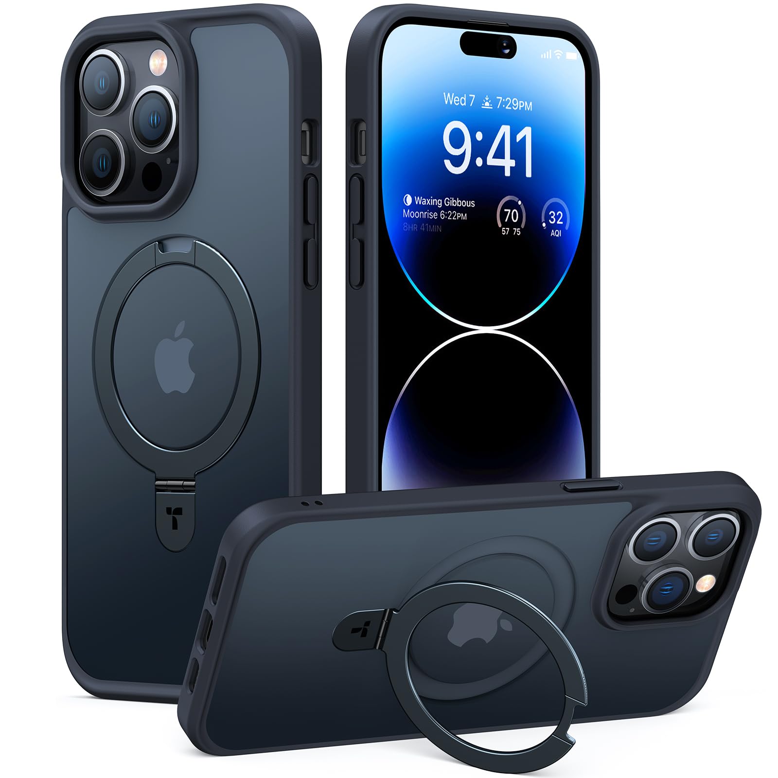 TORRAS 4-in-1 iPhone 14 Pro Max Case for Magnetic Stand [20W Strong Magnetic][Built-in Invisible Stand] SGS Military Shockproof Protective iPhone 14 Pro Max Phone Case Cover Black(UPRO Ostand) — image 1