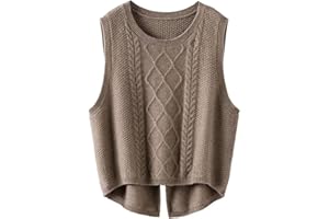 Cunlvyyds Sweater Vest Round Neck Sleeveless Knitted Sweater Vest Women Warm Casual Pullover Top for Autumn Winter, Top