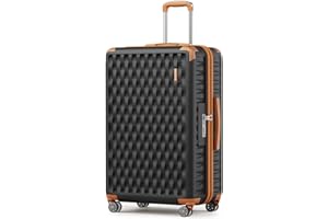 Melalenia 28 Inch Luggage, Hard Shell ABS Suitcase with TSA Lock with Spinner Wheel, Lightweight Checked Large Luggage, Black