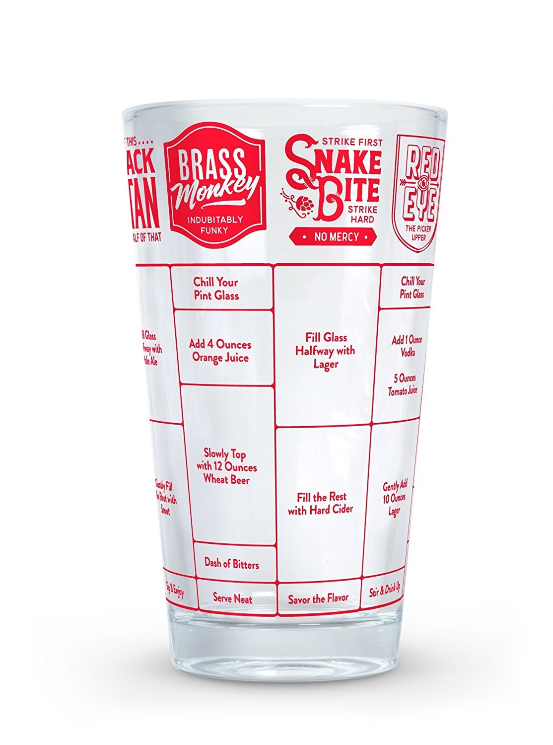 Fred & Friends 5197037 GOOD MEASURE Beer Cocktail Recipe Glass 9 x 9 x 15 cm