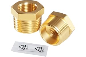 Sctihwelire 3/8 to 1/8 Brass Pipe Reducer, NPT Male to Female Adapter, Brass NPT Fitting for Plumbing, Gas Line, Air Compressor, Forged Connector, Leak-Proof Thread (2 Pack)