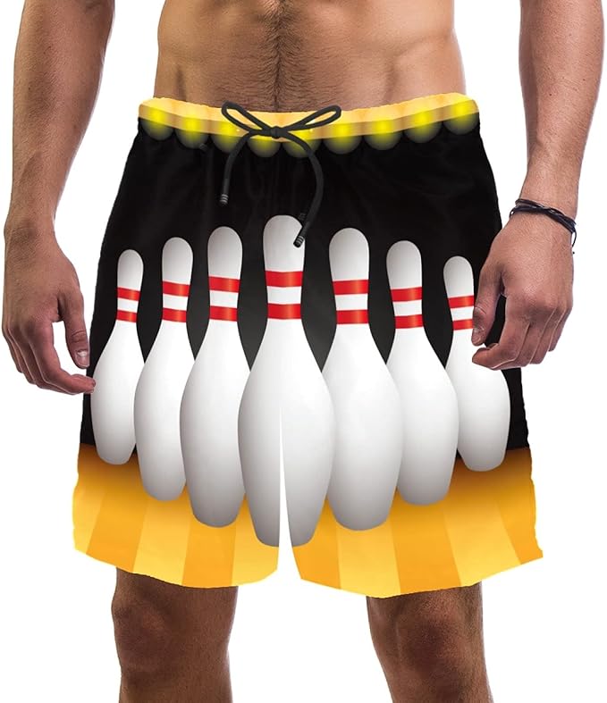 bm21S1HGJ Bowling Alley Men's Beach Shorts Ladies Summer Beach Shorts