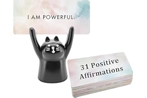 ZEARPT Affirmation Card Deck for Women, Self Care Gift, Positive Affirmation Cards with Holder, Gift for Her, Daughter, Niece, Sister, Daily Affirmations, Midlife Manifestation Gift (Black - Cat)